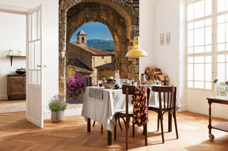 Combinaison avec du papier peint photo - Combiner du papier peint dans la cuisine