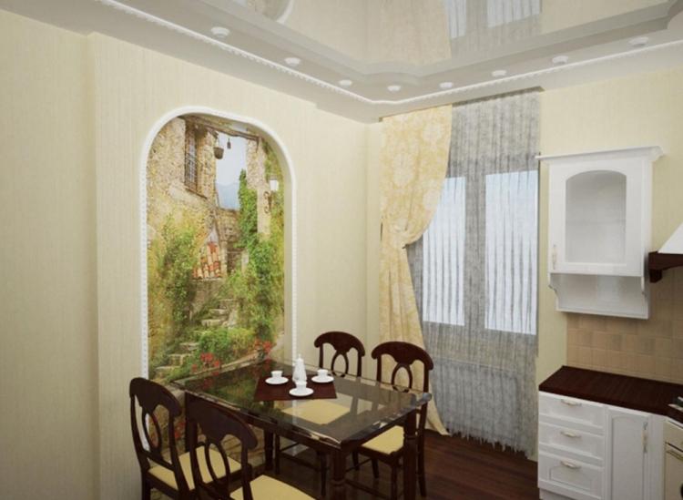 Décorer des niches et des panneaux muraux - Combiner du papier peint dans la cuisine