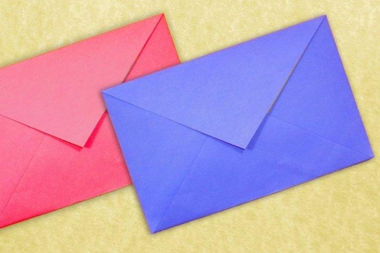 Enveloppe de bricolage à partir d'une feuille de papier rectangulaire