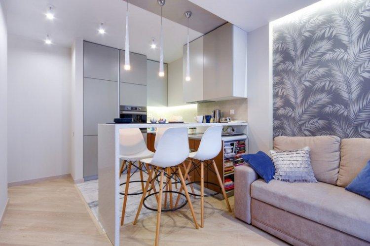 Conception de cuisine-salon dans un style moderne - photo