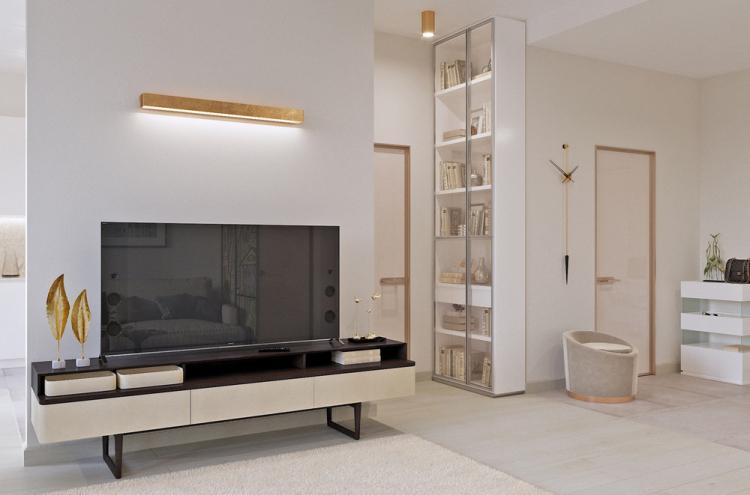 Cuisine-séjour aux couleurs claires, 40 m². - Design d'intérieur