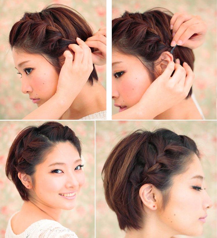 Tresses aux tempes - Coiffures faciles pour cheveux courts à soi en 5 minutes