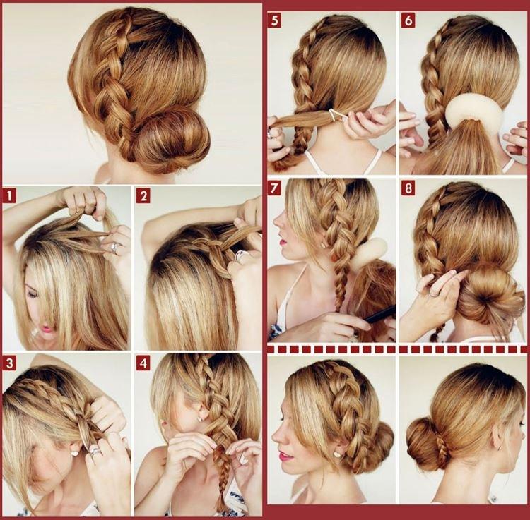Un chignon avec une tresse - Coiffures faciles à l'école pour vous-même en 5 minutes