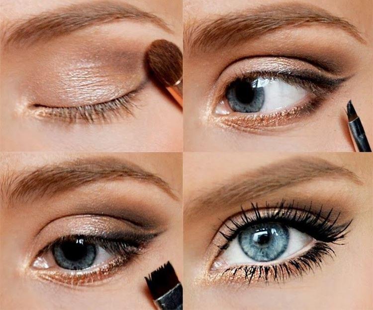Maquillage pour les yeux bleus - photos étape par étape