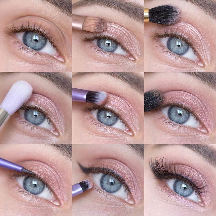 Maquillage pour les yeux bleus - photos étape par étape