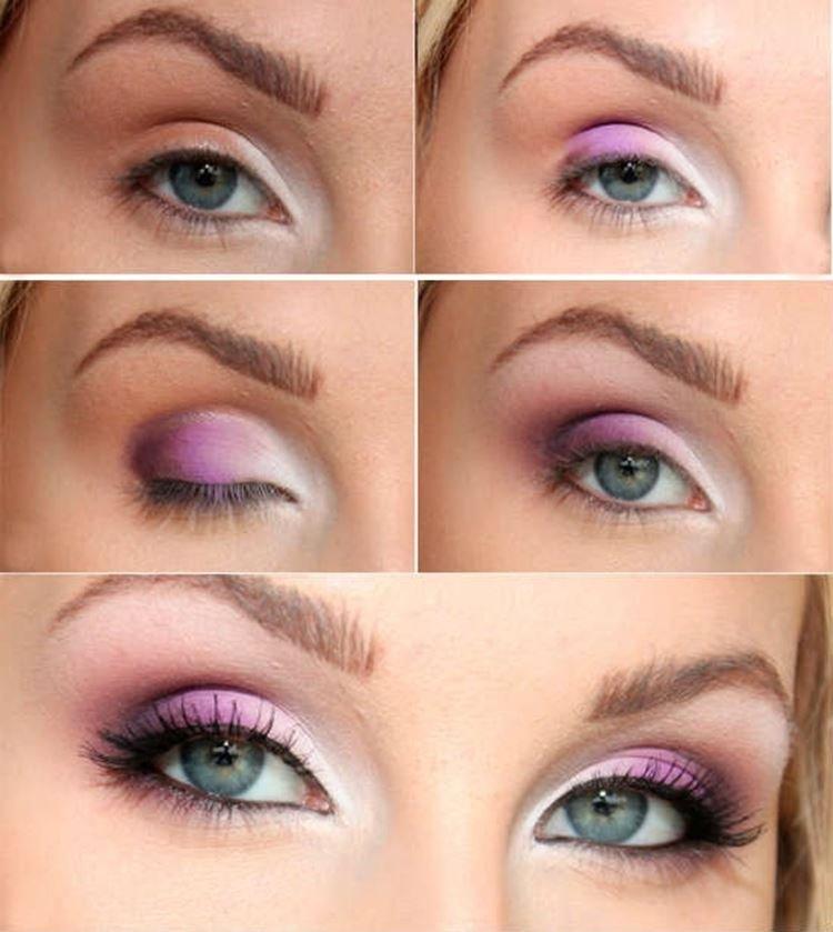 Maquillage pour les yeux bleus - photos étape par étape