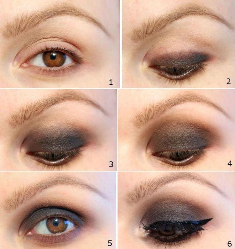 Maquillage pour les yeux marrons - photos étape par étape