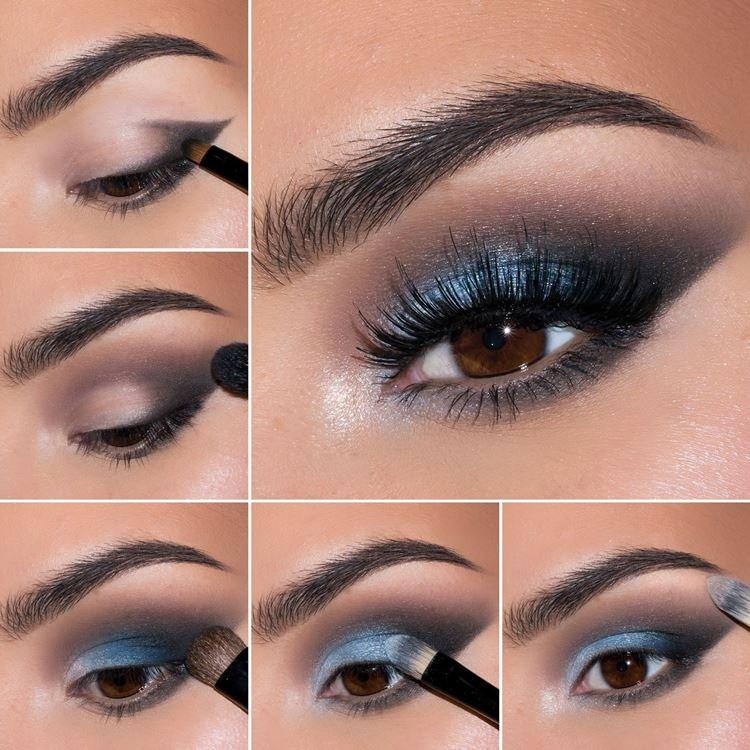 Maquillage pour les yeux marrons - photos étape par étape