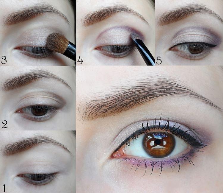 Maquillage pour les yeux marrons - photos étape par étape