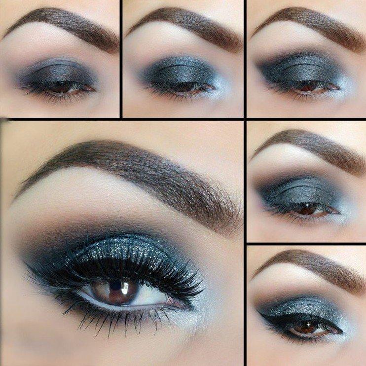 Maquillage pour les yeux marrons - photos étape par étape