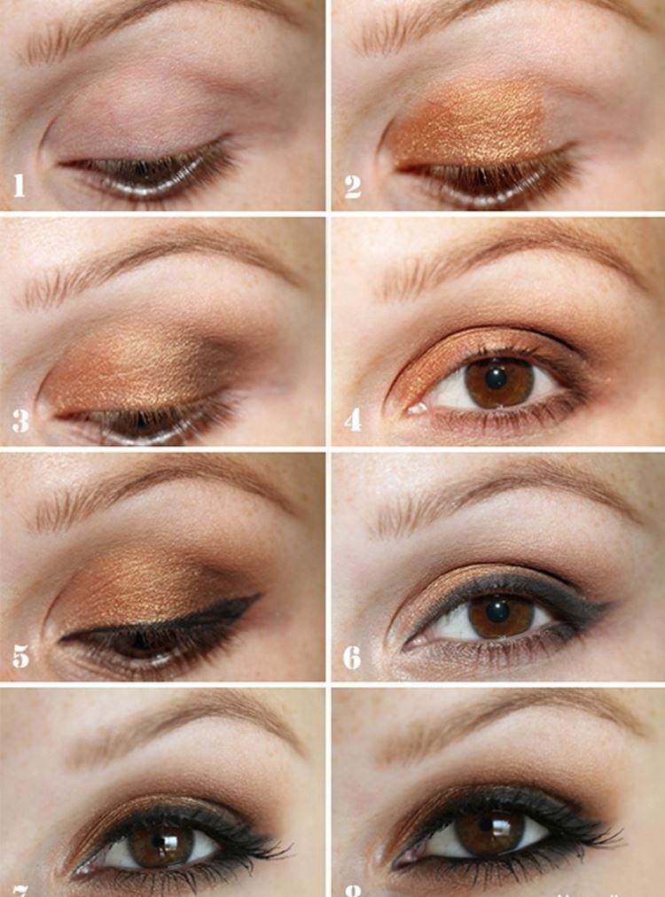 Maquillage pour les yeux marrons - photos étape par étape