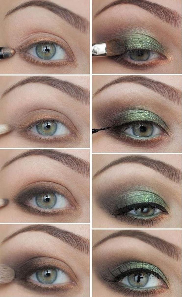 Maquillage pour les yeux verts - photos étape par étape