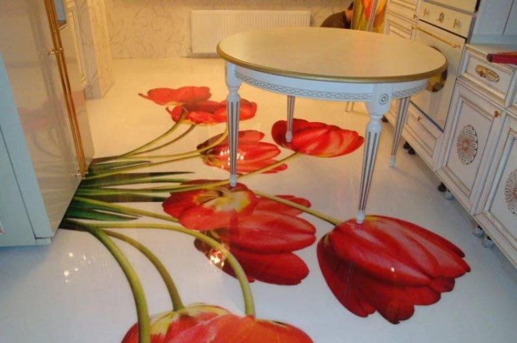 Sols 3D autonivelants dans la cuisine - photo