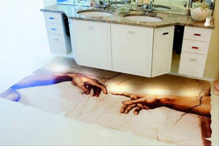 Sols 3D autonivelants dans la salle de bain - photo