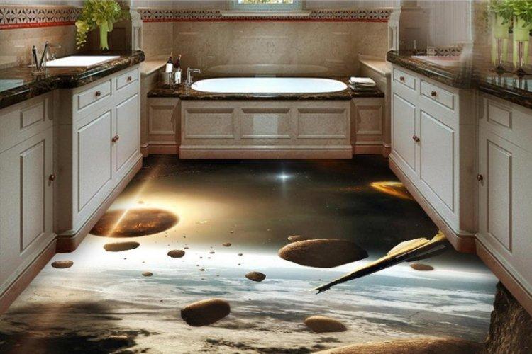 Sols 3D autonivelants dans la salle de bain - photo