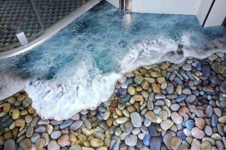 Sols 3D autonivelants dans la salle de bain - photo