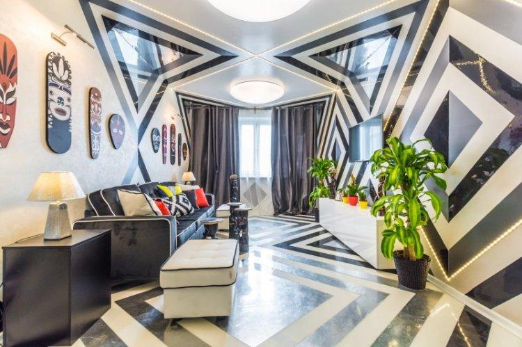 Plafonds tendus avec impression photo dans le hall (salon)