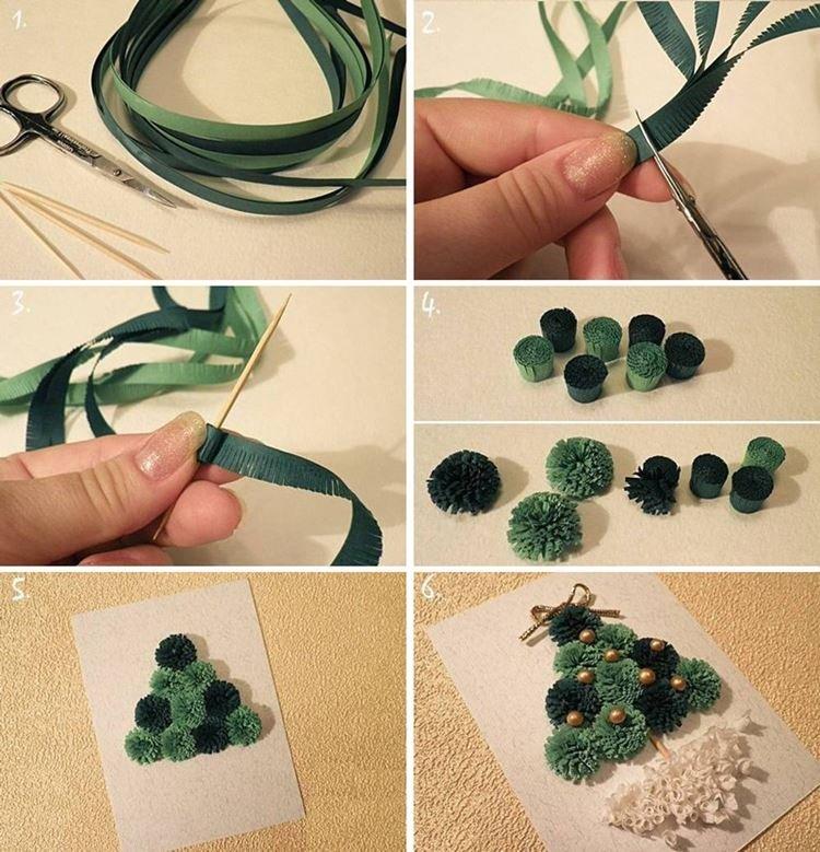 DIY carte de Noël avec des boules de papier