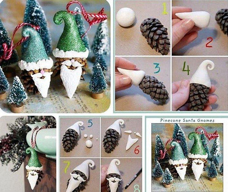 Père Noël - Artisanat du Nouvel An à partir de cônes pour enfants