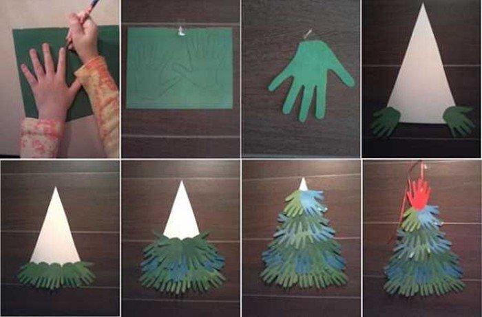 Sapin de Noël fait de palmiers - Bricolage artisanat de Noël à la maternelle