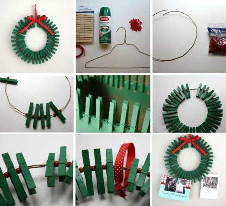 Couronne de Noël bricolage à partir de pinces à linge