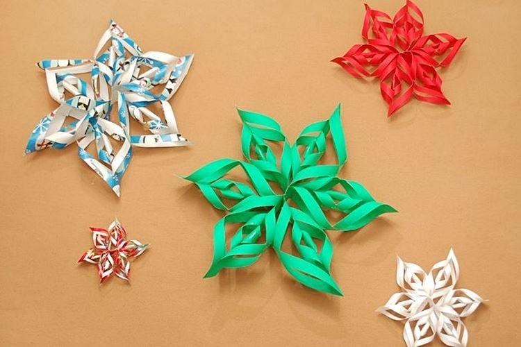 Flocon de neige en papier volumétrique DIY - photos et idées