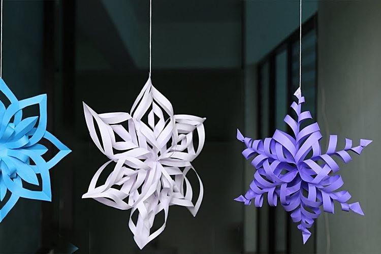 Flocon de neige en papier volumétrique DIY - photos et idées