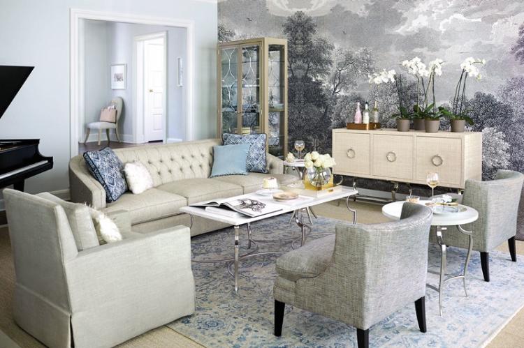 Papier peint pour le salon - photos et idées