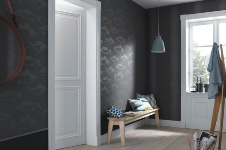 Noir - Couleur papier peint couloir