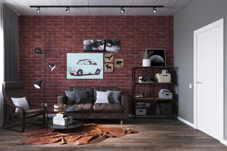 Papier peint brique rouge