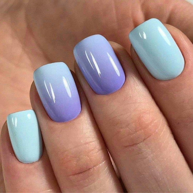 Ombre sur les ongles courts - photo