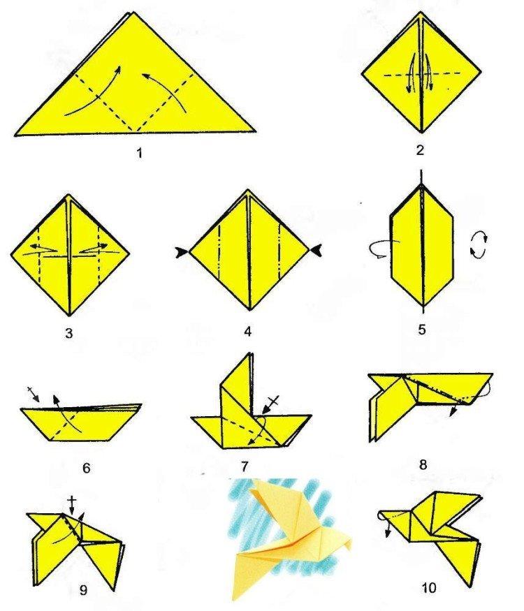 Colombe en papier - diagrammes en origami pour les débutants