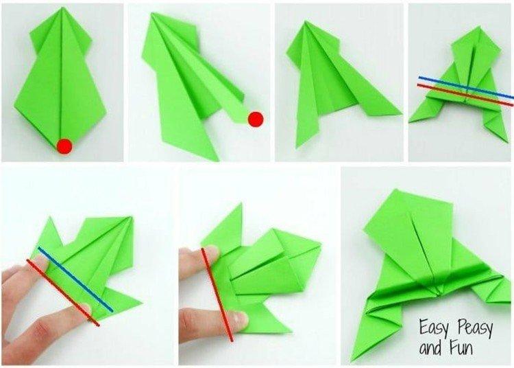 Grenouille en papier - diagrammes en origami pour les débutants