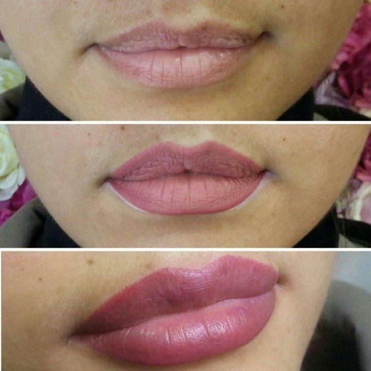 Maquillage permanent des lèvres - photos avant et après