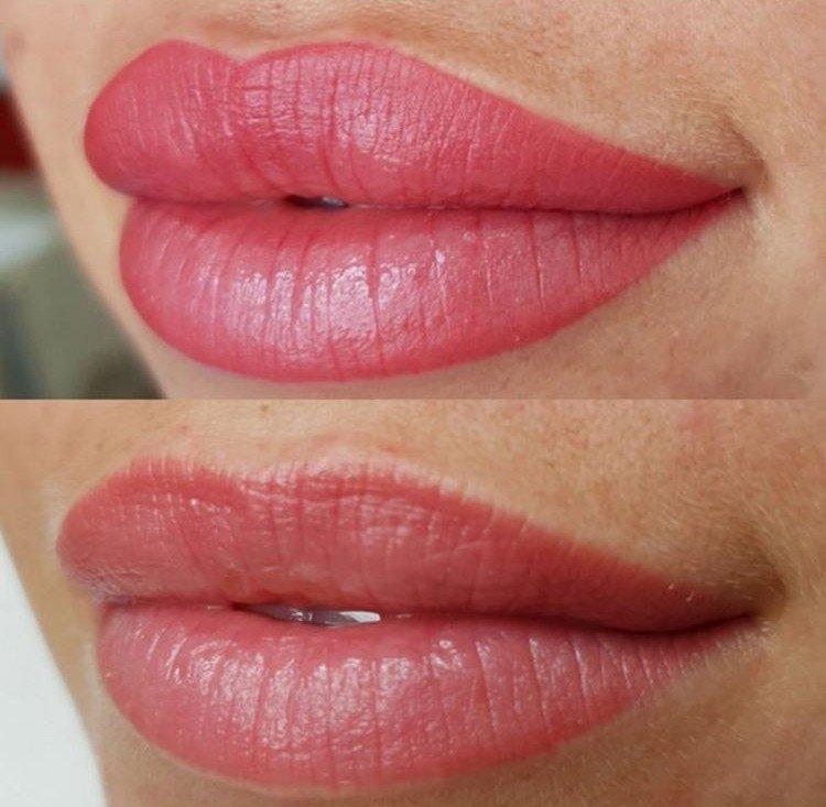 Maquillage permanent des lèvres - photos avant et après