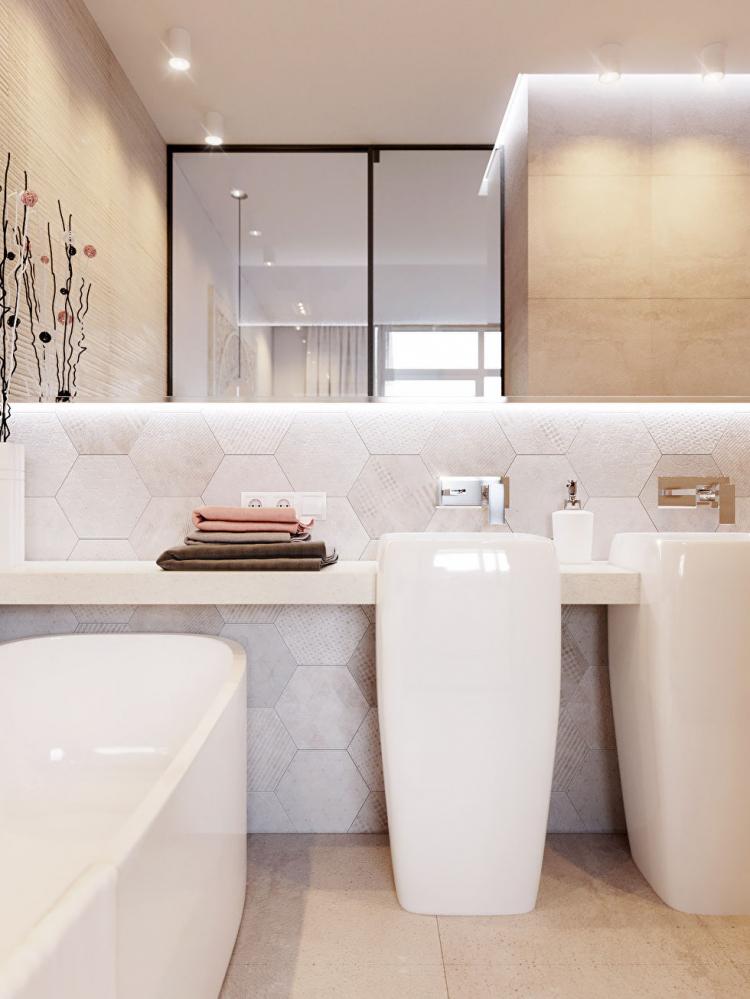 Rose & Blanc : Appartement de style scandinave - design d'intérieur