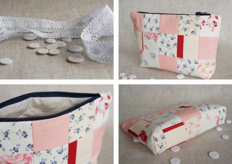 Trousse de maquillage patchwork - Cadeau d'anniversaire de maman bricolage