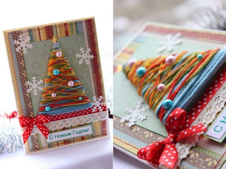 Sapin de Noël multicolore fait de fils - Cadeau DIY pour maman pour le nouvel an
