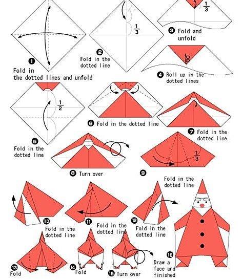 Origami Santa Claus - Bricolage en papier pour le Nouvel An