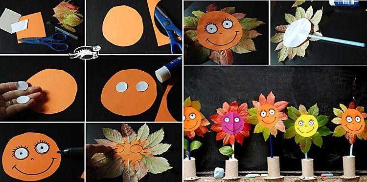 Fleurs de feuilles d'automne - Artisanat de feuilles d'automne pour les enfants