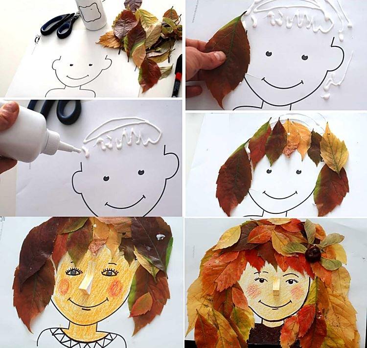Portraits de feuilles - Artisanat de feuilles d'automne pour les enfants