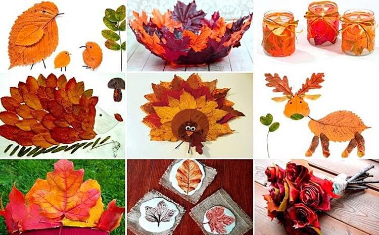 Artisanat de feuilles d'automne pour enfants - photos et idées