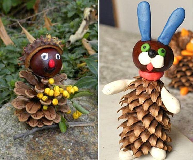 Animaux à partir de cônes - Artisanat à partir de matériaux naturels pour la maternelle