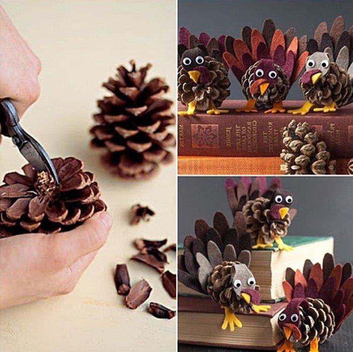 Oiseaux de cônes et feutre - Artisanat de cônes pour enfants