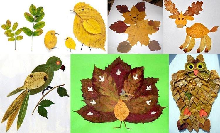 Artisanat à partir de feuilles à la maternelle de leurs propres mains