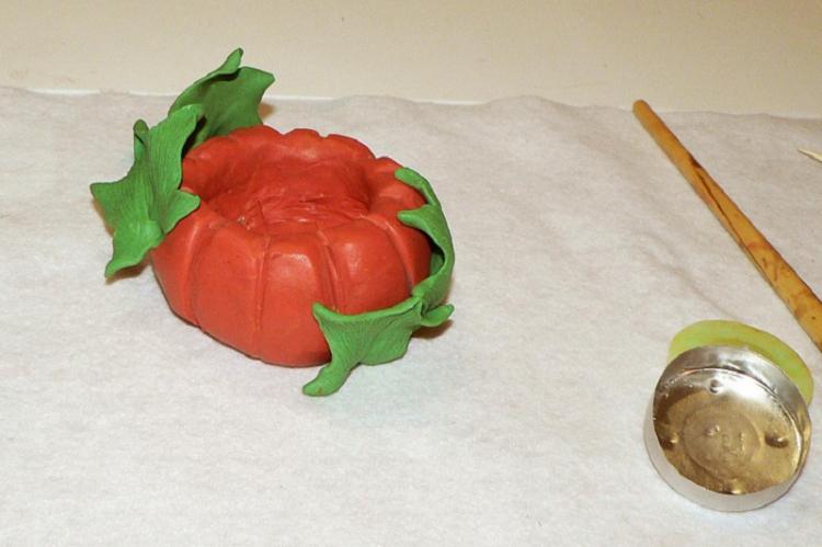 Bougeoir citrouille - Bougeoirs en pâte polymère DIY