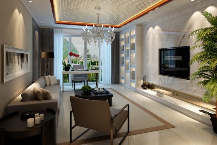 Plafond suspendu dans le salon - photo