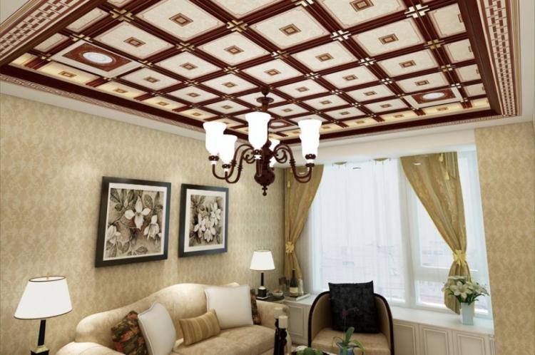 Plafond suspendu dans le salon - photo