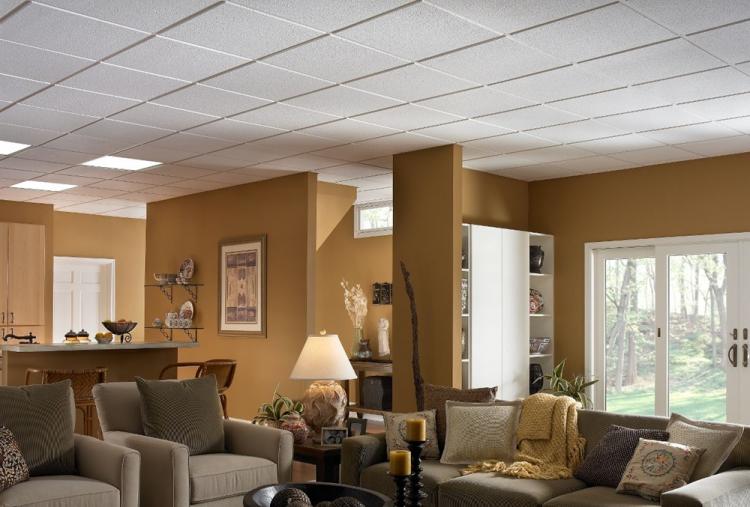 Plafond suspendu dans le salon - photo