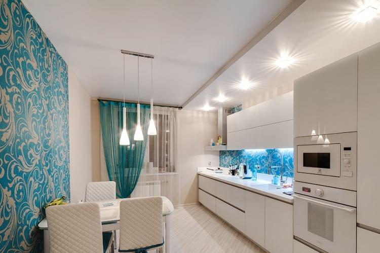 Plafond en plaques de plâtre dans la cuisine - idées de design photo